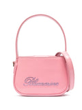 Blumarine Crystal-Embellished Logo Top Handle Bag — pink