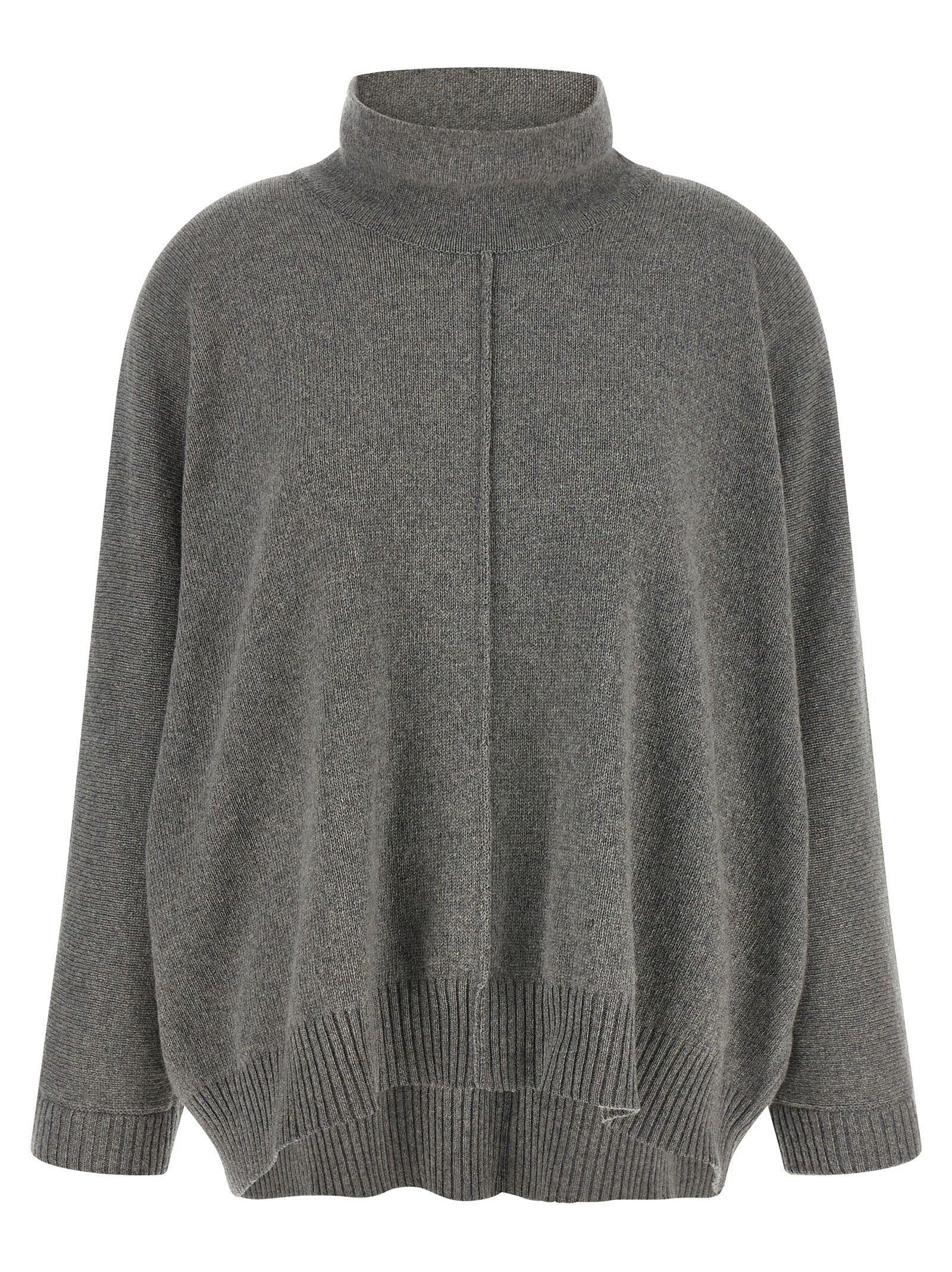 Alberta Ferretti Cashmere Blend Turtleneck Sweater — Gray