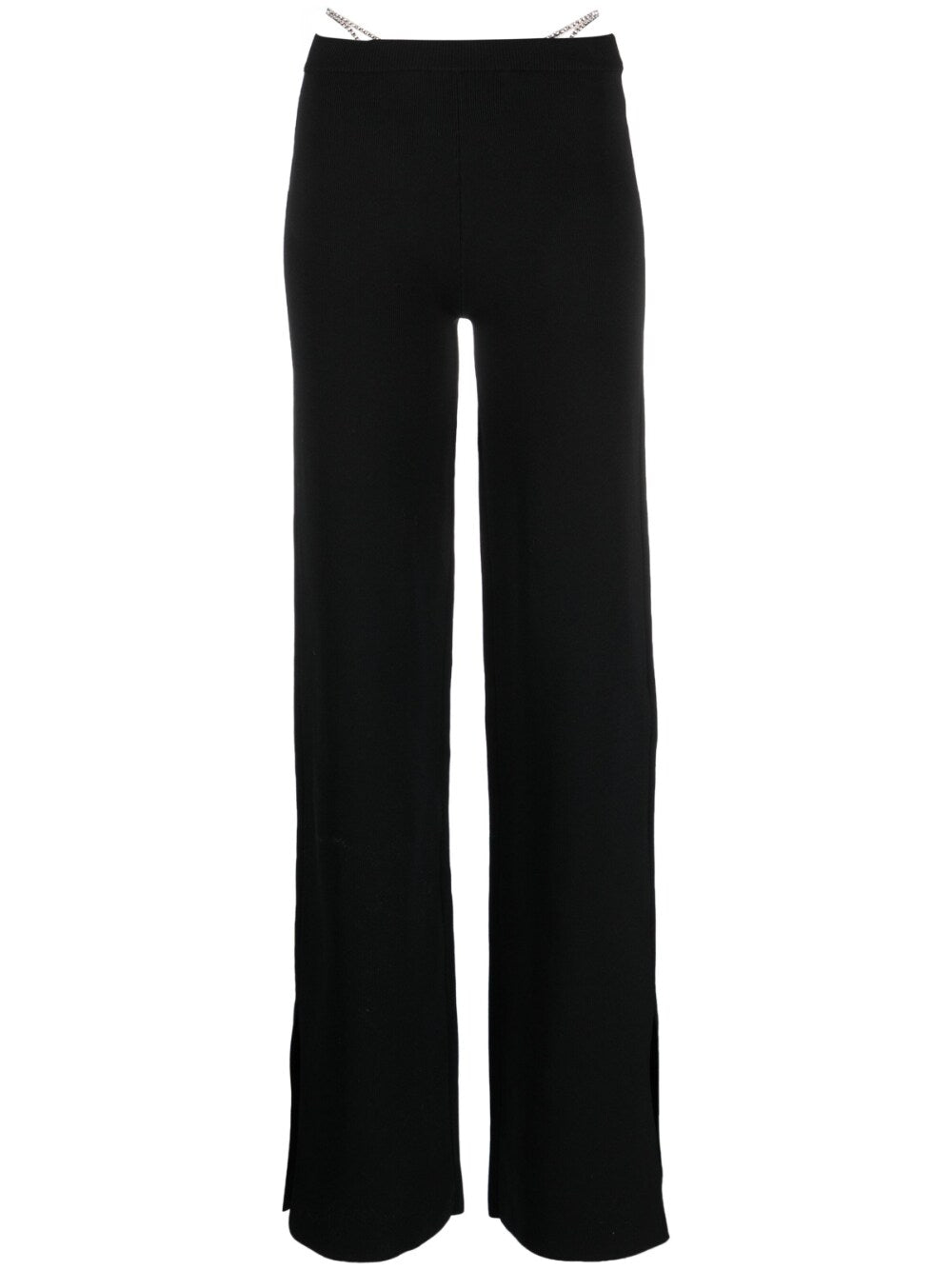 GCDS Crystal-Embellished Flared Trousers — Black