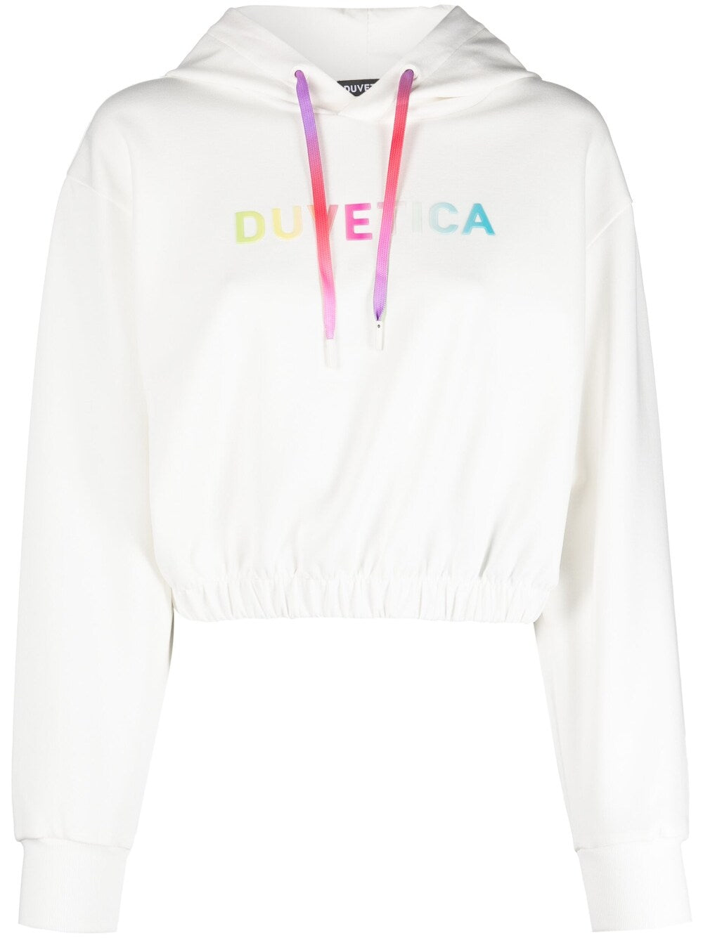 Duvetica Logo-Print Cropped Hoodie — White