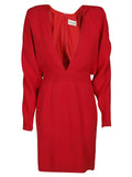 Alexandre Vauthier Plunging V-Neck Dress — Red
