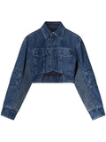 Off White Cut-Out Denim Jacket — Blue