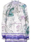 F.R.S . Floral-Print Silk Blouse — White