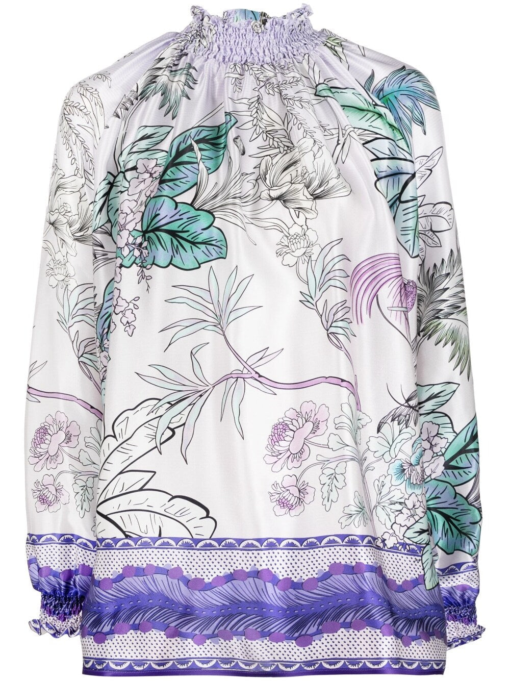 F.R.S . Floral-Print Silk Blouse — White