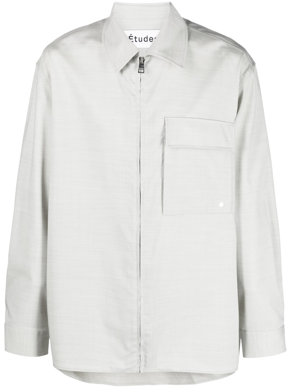 Études Wool-Blend Zip-Up Shirt — Grey