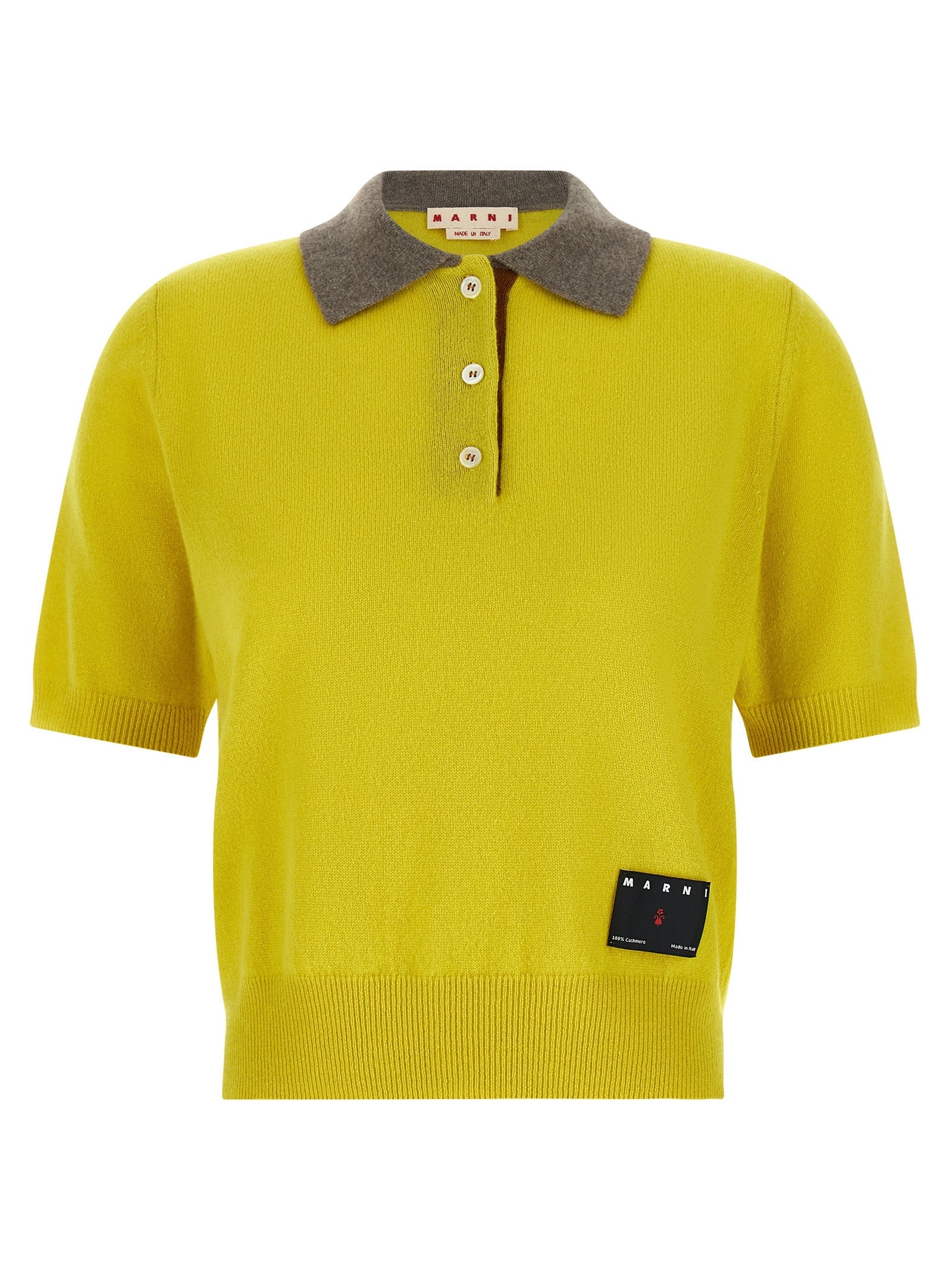 Marni Cashmere Bicolor Polo Shirt — Yellow