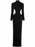 Monot PRE High Neck Cut-Out Evening Dress — Black