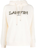 Lanvin Logo-Embroidered Cotton Hoodie — Cream