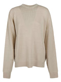 Balenciaga Wool Blend Crewneck Sweater — Beige