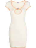 Ambush Cut-Out Heart Charm Mini Dress — Beige