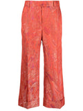 Alberto Biani Floral Jacquard Trousers — Red