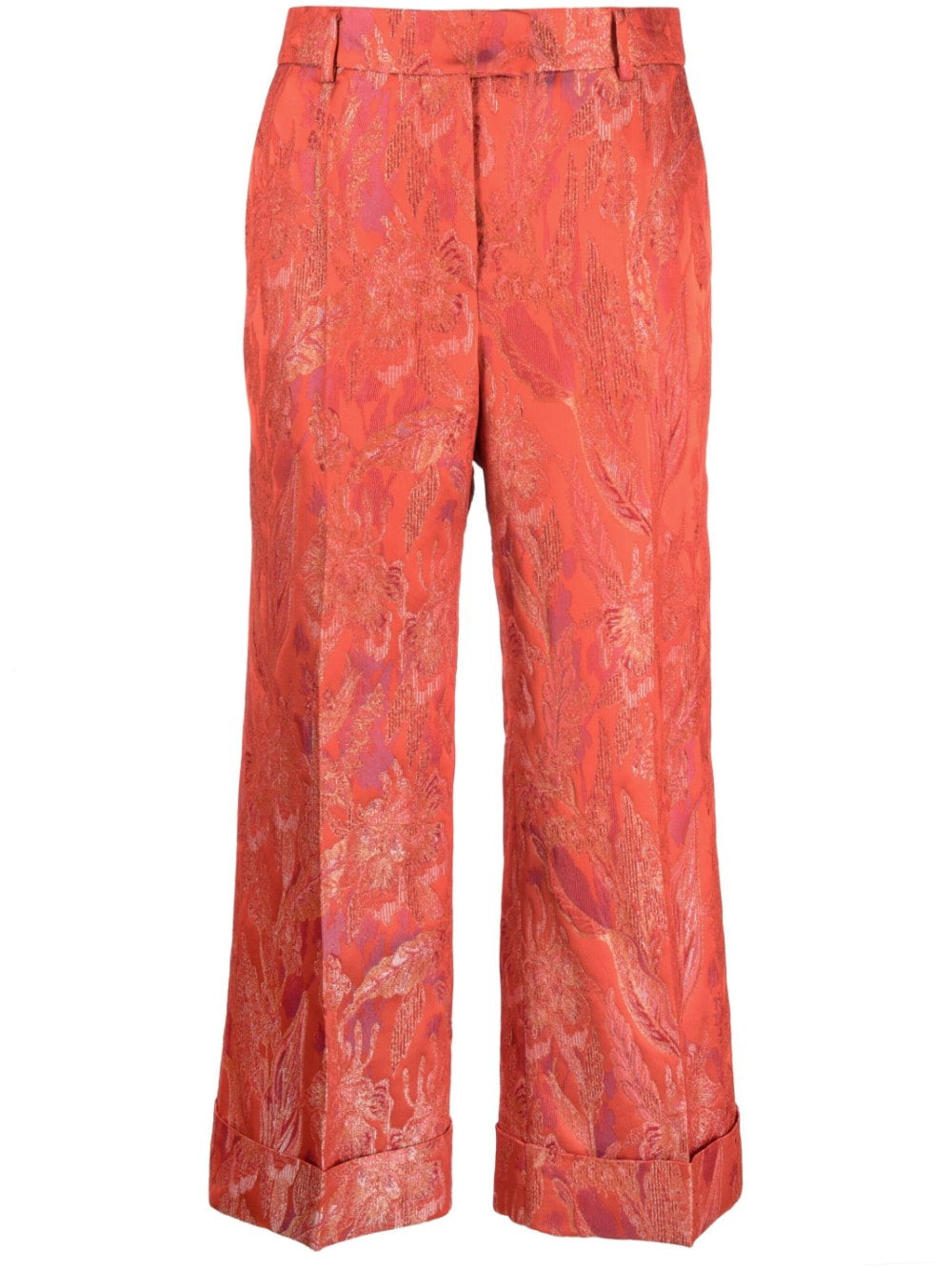 Alberto Biani Floral Jacquard Trousers — Red