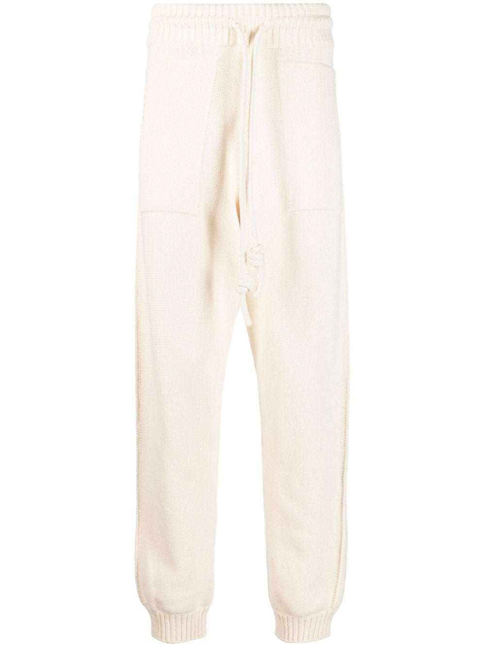 Off White Diag-Stripe Knitted Joggers — Cream
