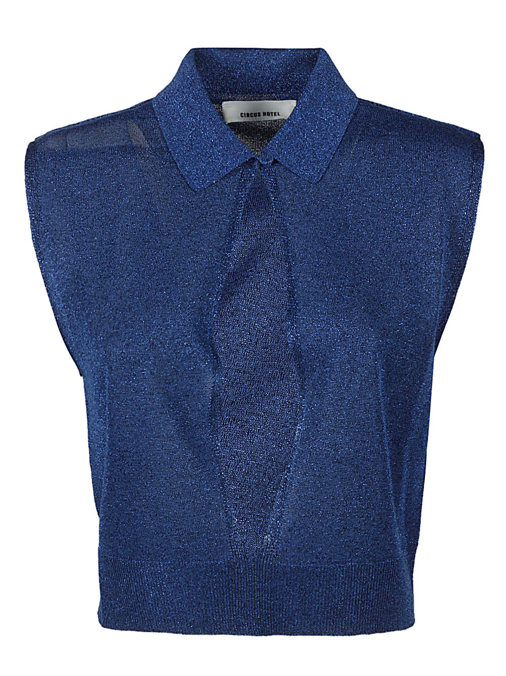 Circus Hotel Lurex Viscose Blend Tank Top — Blue