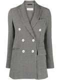 Circolo 1901 Houndstooth Wool Blend Blazer — Black