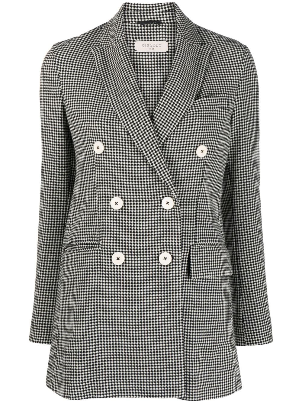 Circolo 1901 Houndstooth Wool Blend Blazer — Black