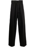 Jil Sander Wide-Leg Cotton Trousers — Black