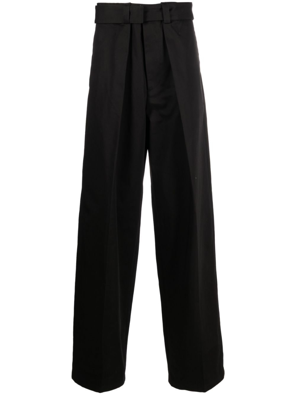 Jil Sander Wide-Leg Cotton Trousers — Black