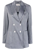 Circolo 1901 Pinstripe Cotton Blazer — Blue-grey
