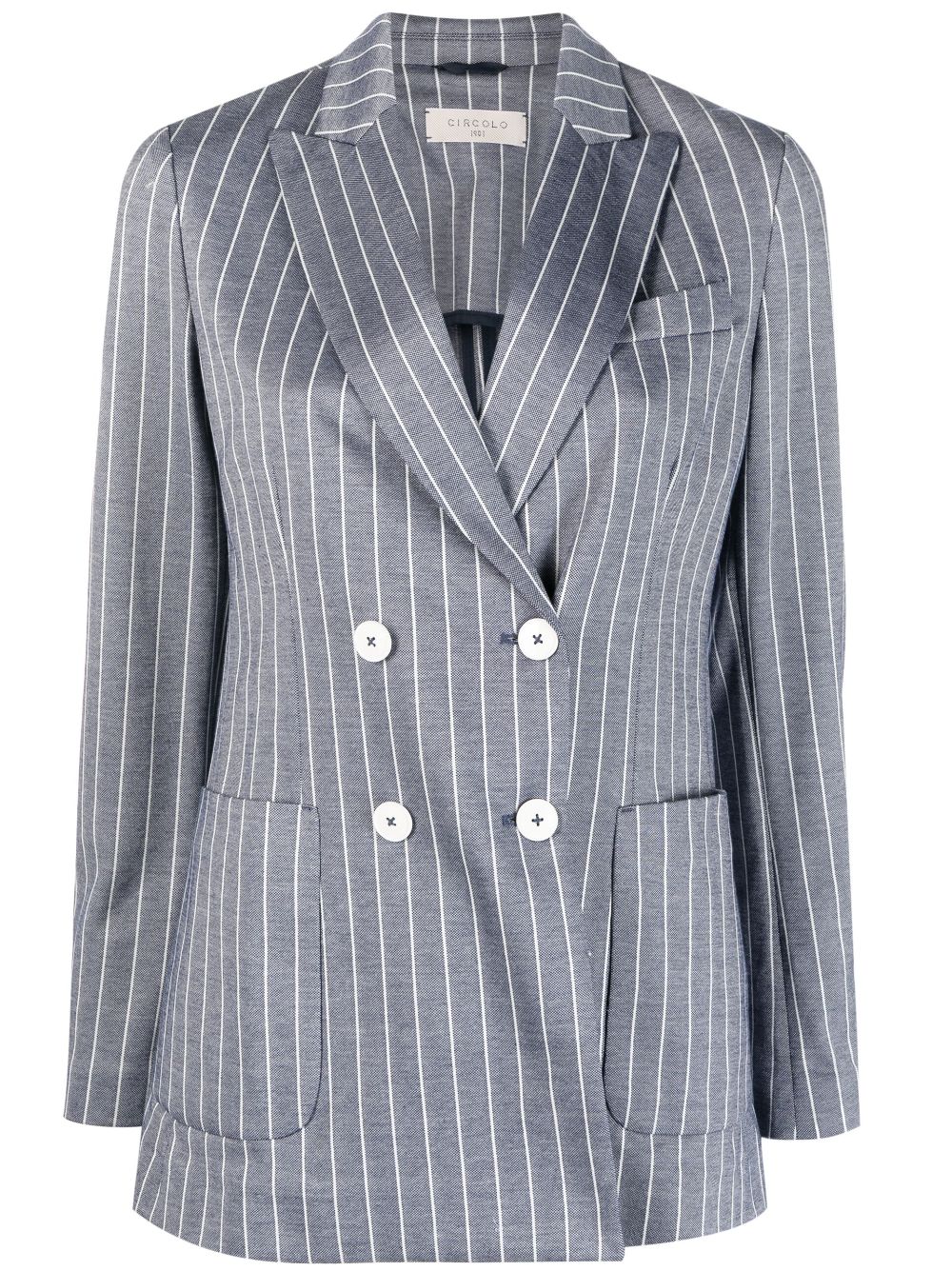 Circolo 1901 Pinstripe Cotton Blazer — Blue-grey
