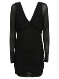 Vestido fruncido de jersey Saint Laurent — Negro