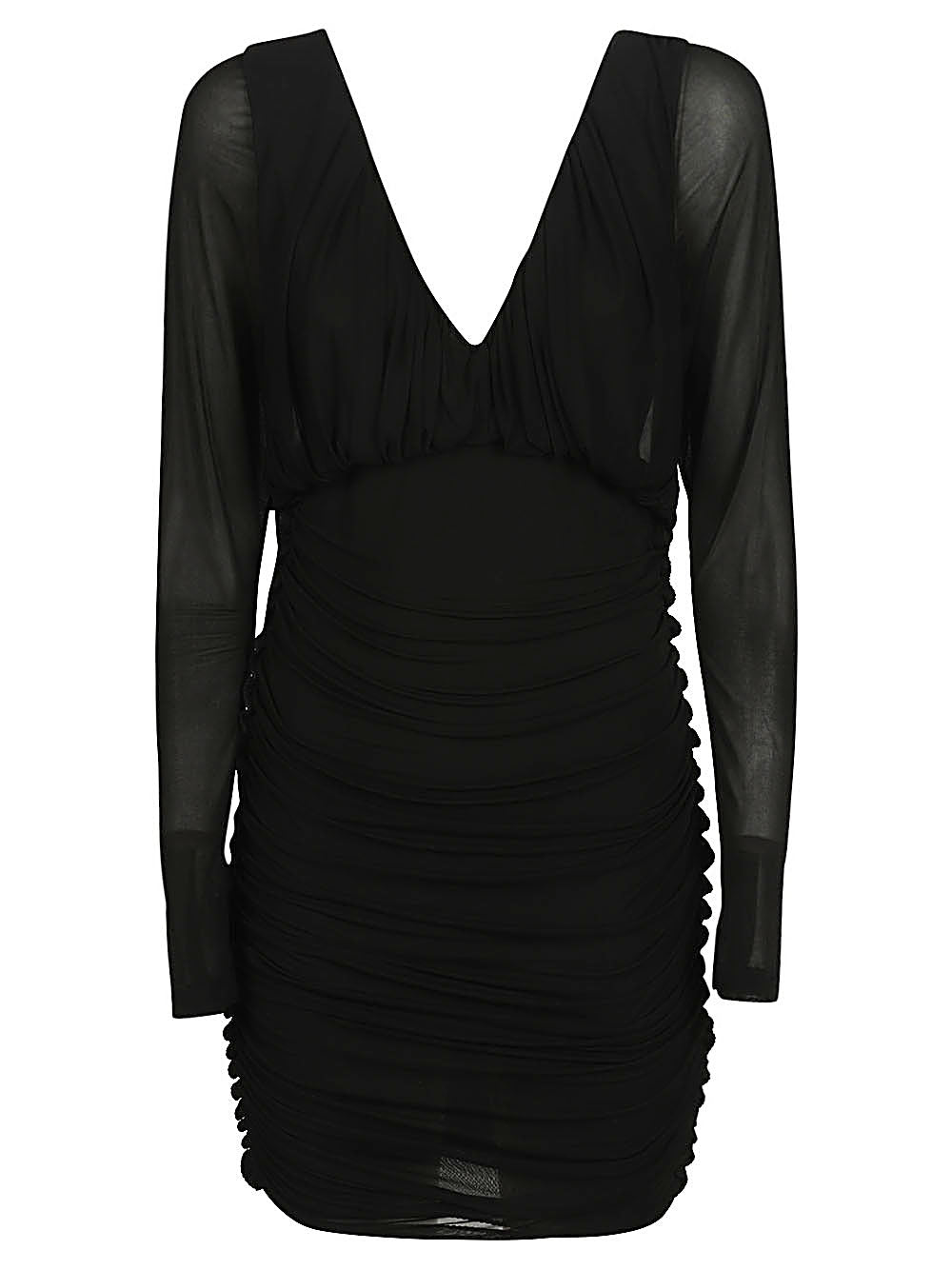 Saint Laurent Ruched Jersey Dress — Black