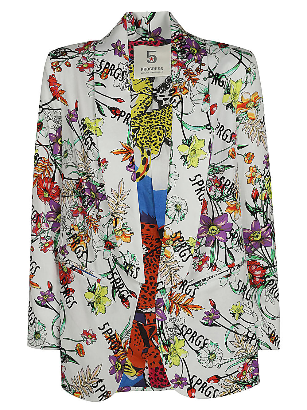 5Progress Floral-Print Blazer — Cream