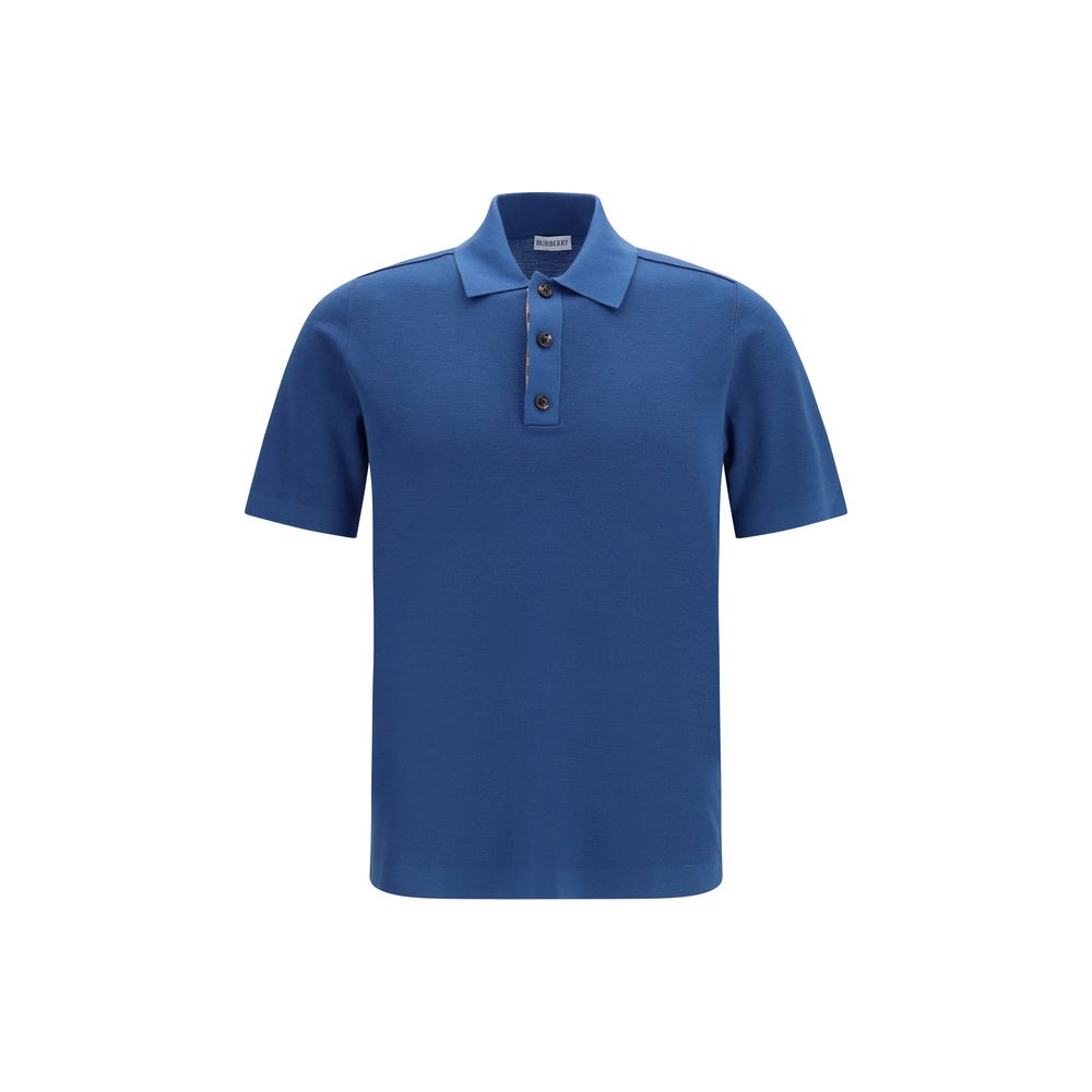 Burberry Wool Knit Polo Shirt — Blue