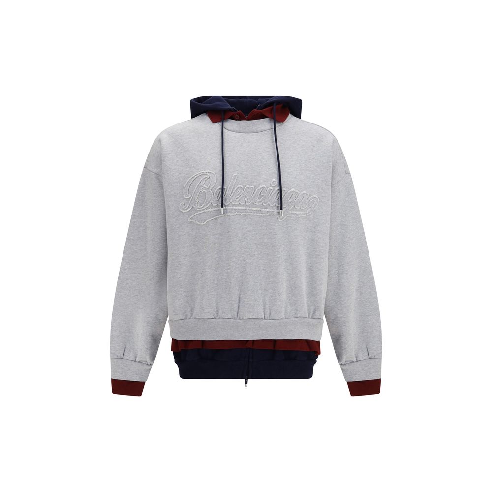 Balenciaga Layered Cotton Hoodie — Gray