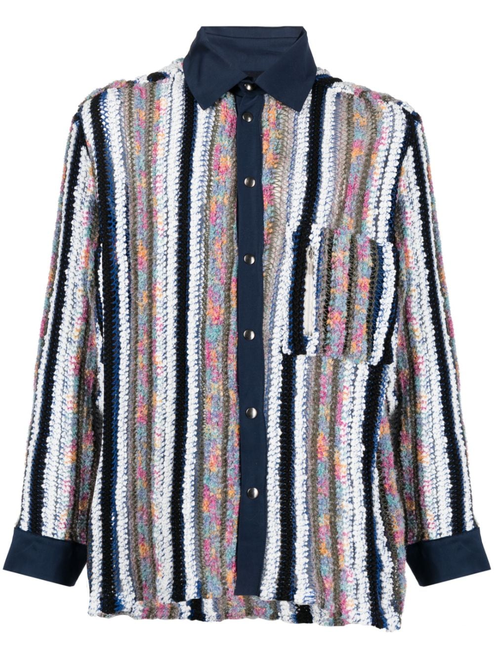 Vitelli Multicolour-Striped Linen Blend Shirt — Multicoloured
