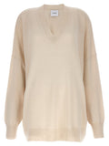 Nude Oversized Wool V-Neck Sweater — Beige