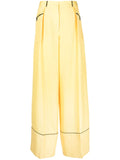 Bally Silk Wide-Leg Trousers — Yellow