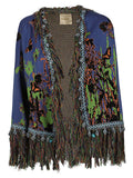 Clocloude Printed Cotton Cardigan — Navy