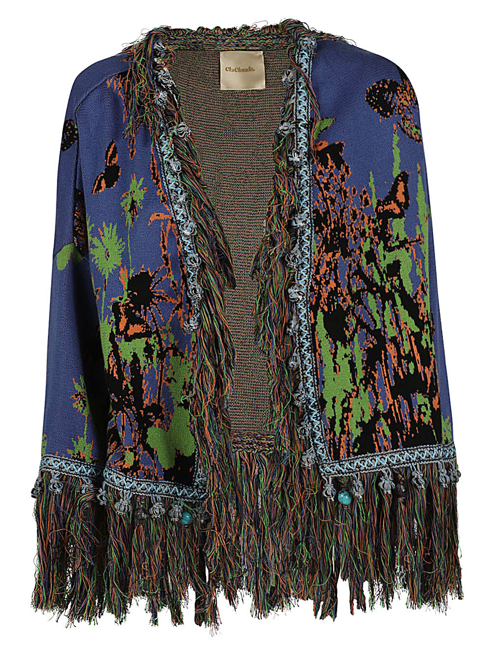 Clocloude Printed Cotton Cardigan — Navy