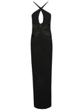 Monot PRE Cut-Out Silk Crepe Dress — Black