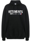 Vetements Logo-Print Cotton Hoodie — Black