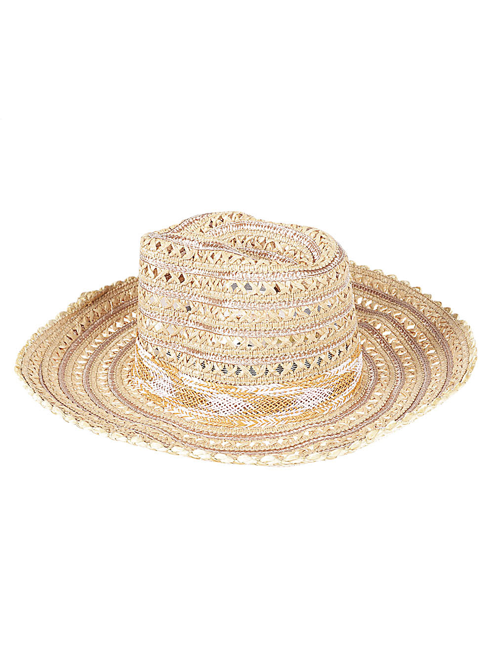 Exquisite J Raffia Woven Sun Hat — Natural