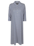 C-Zero Shirt Striped Cotton Polo Dress — Navy