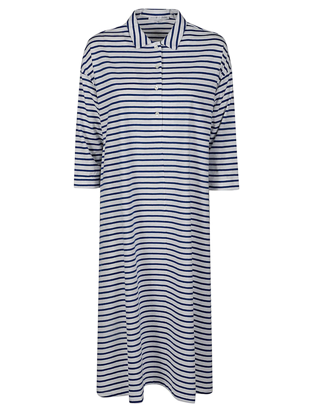 C-Zero Shirt Striped Cotton Polo Dress — Navy