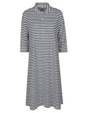 C-Zero Shirt Striped Cotton Polo Polo Dress — Navy
