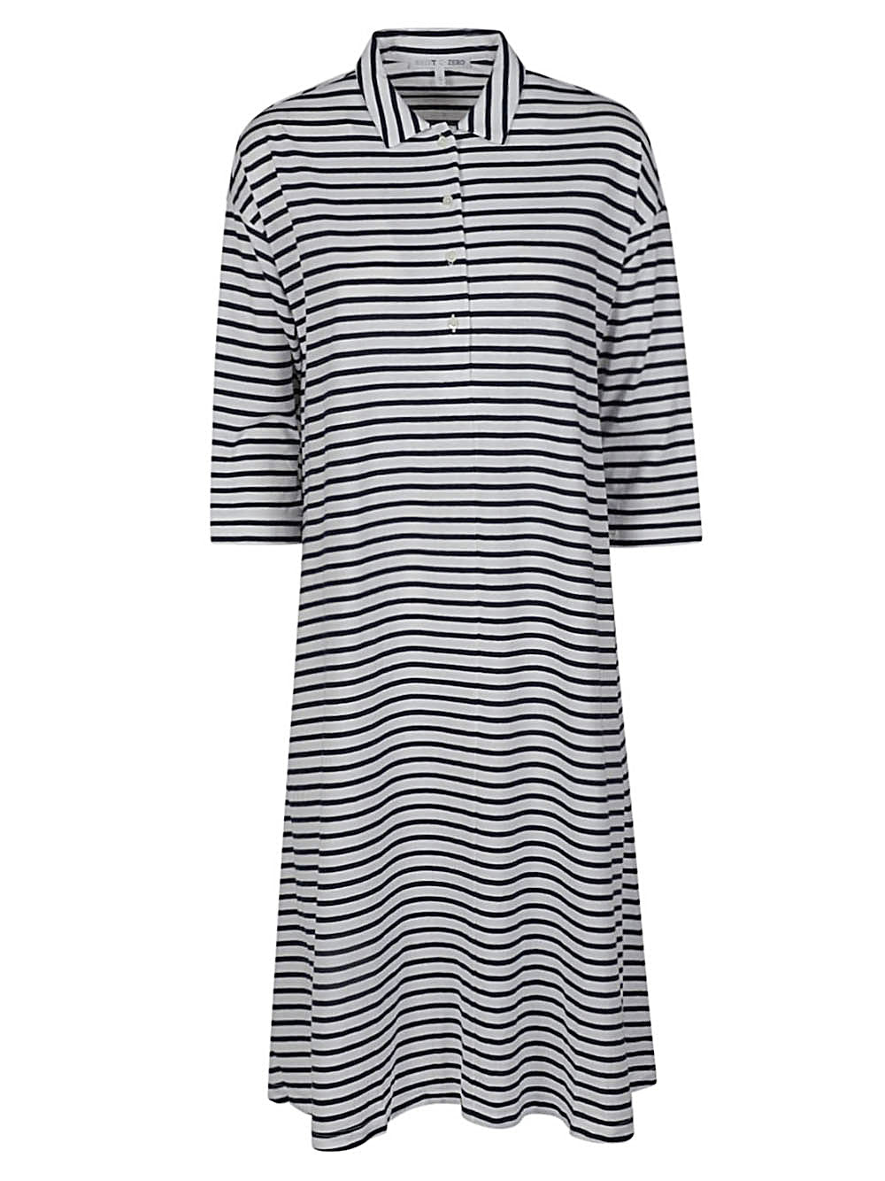 C-Zero Shirt Striped Cotton Polo Polo Dress — Navy
