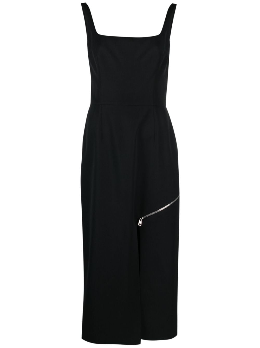 Alexander McQueen Zip-Embellished Midi Dress — Black