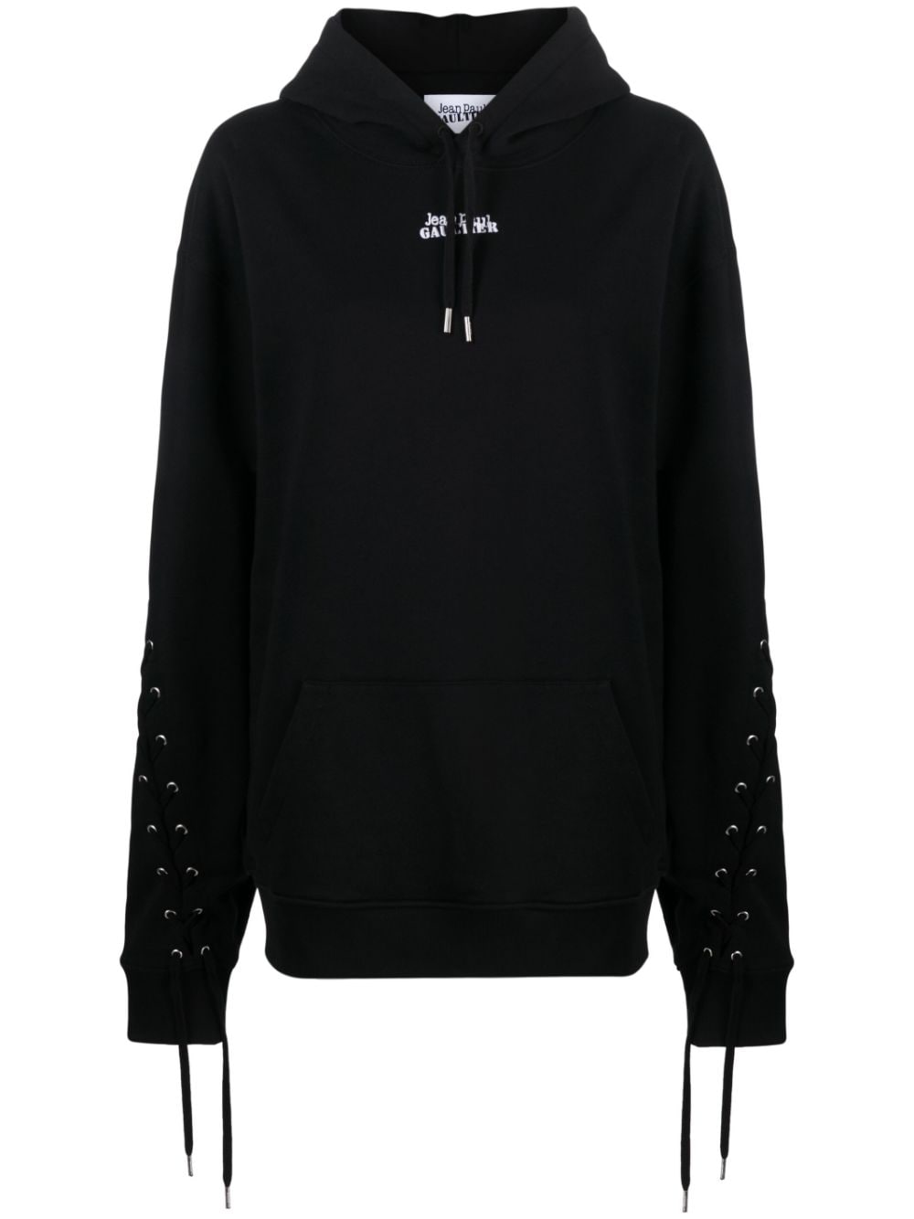 Jean Paul Gaultier Logo-Embroidered Cotton Hoodie — Black