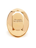 Alexander McQueen Faceted Stone Logo Ring — Gold
