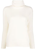Brunello Cucinelli Ribbed Cashmere Roll-Neck Sweater — Cream