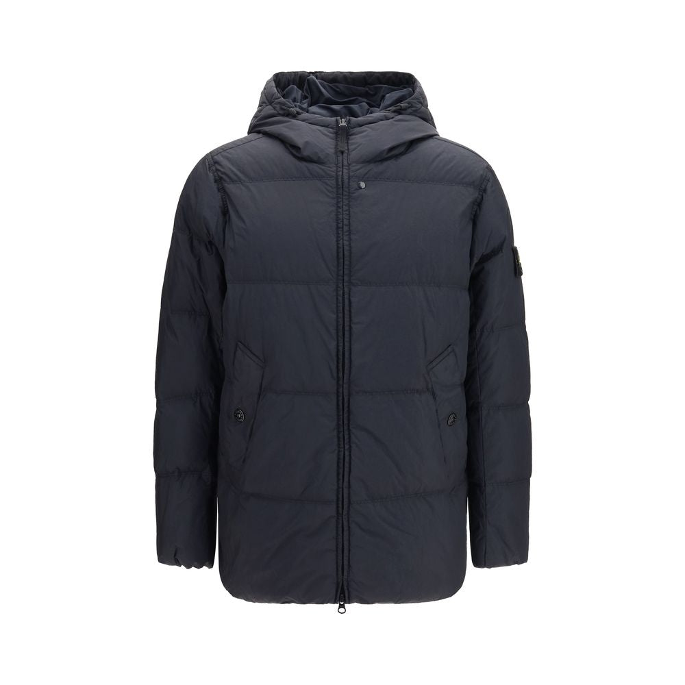 Stone Island Crinkle Reps Down Jacket — Blue