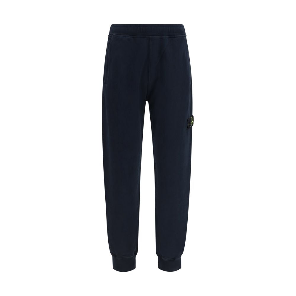 Stone Island Cotton Logo Patch Joggers — Navy