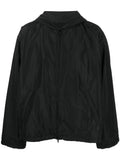 Balenciaga Logo-Print Hooded Windbreaker — Black