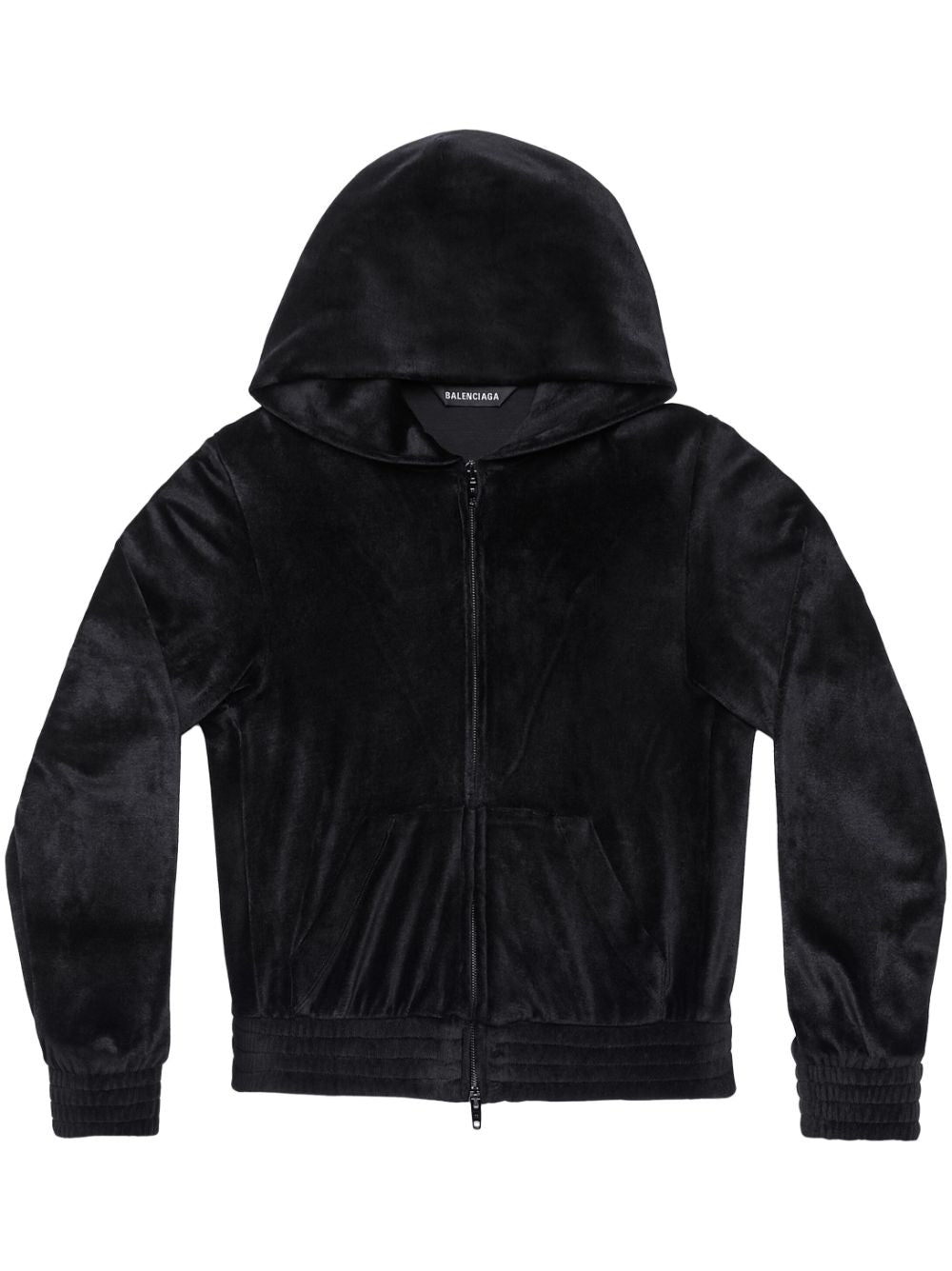 Balenciaga Crystal-Embellished Velvet Hoodie — Black