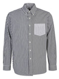 E.L.V. Denim Contrast Striped Cotton Shirt — White